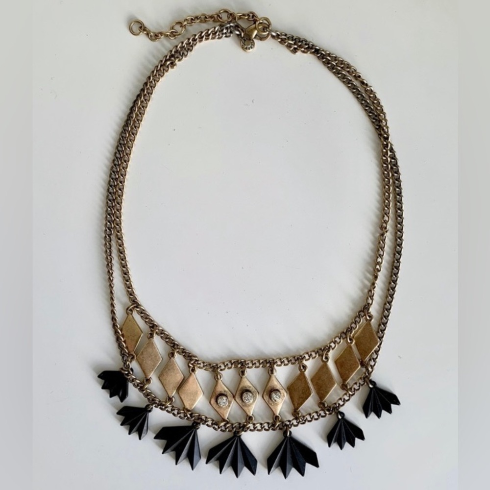 J. Crew gold and black collar necklace.